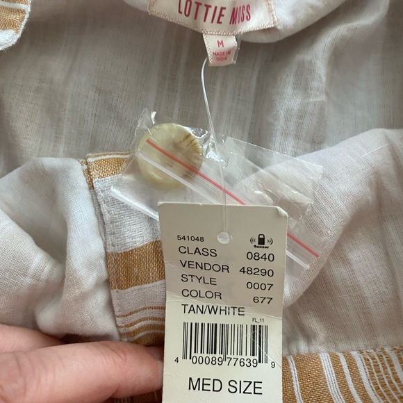LOTTIE MOSS PACSUN Tan White Striped Button Front Mini Skirt Lined NWT M… - Picture 4 of 12